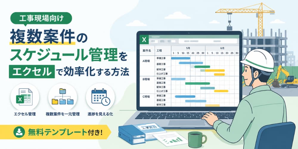 複数案件のスケジュール管理をエクセルで効率化する方法【工事現場向け無料テンプレート付き】
